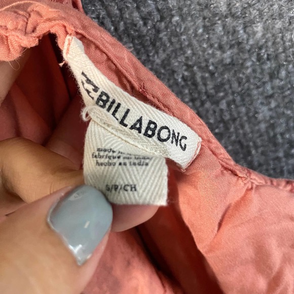 Billabong Mini Dress Small Pink Fine Flutter Floral Short Sleeve A-Line - Picture 10 of 14